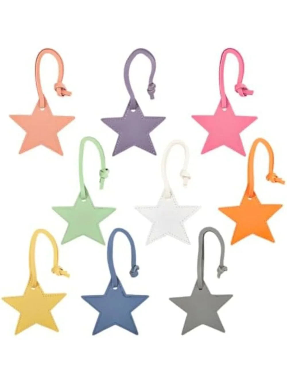 9 Colorful Star Leather Charms - Versatile Five-Pointed Keychain & Bag Ornaments
